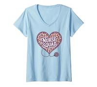Women's Proud Nurse Squad Valentine Heart Nursing School Life V-Neck T-Shirt