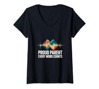 Women's Proud Parent Every Word Counts Autism Speech Awareness V-Neck T-Shirt