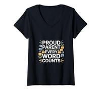Women's Proud Parent Every Word Counts Speech Therapy Autism V-Neck T-Shirt