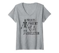 Womens Proud Parent of A 12 Foot Skeleton - Halloween V-Neck T-Shirt
