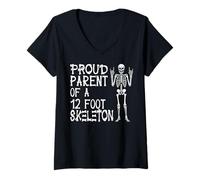 Womens Proud Parent of A 12 Foot Skeleton - Halloween V-Neck T-Shirt