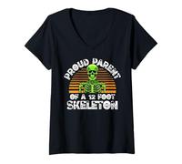 Womens Proud Parent of A 12 Foot Skeleton - Halloween V-Neck T-Shirt