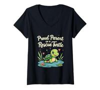 Womens Proud Parent of a Rescue Turtle Cute Animal Lover V-Neck T-Shirt