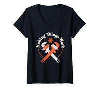 Women's Proud Plumber Welder Trade Making Things Work V-Neck T-Shirt