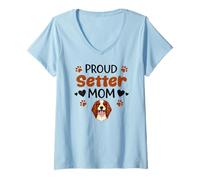 Women's Proud Setter Mom Irish Red and White Setter Dog Lover V-Neck T-Shirt