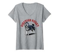 Womens Proud Siberian Husky Dog Breed Owner V-Neck T-Shirt