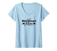 Women's Proud Sleuth Hound Mom Bloodhound Dog Lover V-Neck T-Shirt