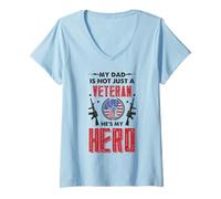 Womens Proud Son Of A Veteran - Support Veteran Family V-Neck T-Shirt