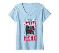 Womens Proud Son Of A Veteran - Support Veteran Family V-Neck T-Shirt