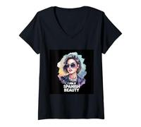 Womens Proud Spanish Woman for Everyone who Love Spain V-Neck T-Shirt