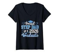 Women's Proud Step Dad of A 2026 Graduate - Stepdad Stepfather V-Neck T-Shirt