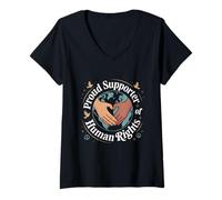 Womens Proud Supporter Of Human Rights Unity V-Neck T-Shirt