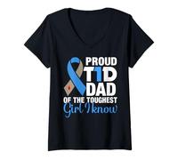 Women's Proud T1D Dad of The Toughest Girl I Know V-Neck T-Shirt