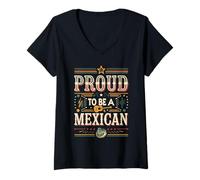 Womens Proud to Be a Mexican Flag Design V-Neck T-Shirt