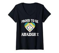 Womens Proud to Be Amazigh Flag Design Tamazgha Culture V-Neck T-Shirt
