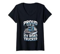 Womens Proud to Be an Ice Road Trucker Arctic Freight Legend V-Neck T-Shirt