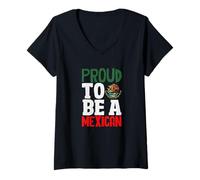 Women's Proud to Be an Mexican Pride Flag Mexico Roots Heritage V-Neck T-Shirt