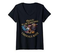 Women's Proud to Be Everything Liberals Hate - Patriotic USA Eagle V-Neck T-Shirt