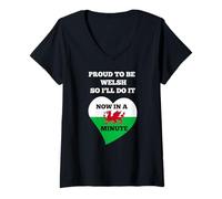 Women's Proud to BE Welsh Cymru Wales Funny V-Neck T-Shirt