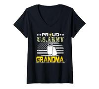 Womens Proud U.S. Army Grandma Shirt Military Pride V-Neck T-Shirt