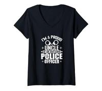 Women's Proud Uncle Awesome Police Officer V-Neck T-Shirt