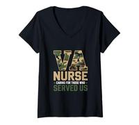 Womens Proud VA Nurse Veterans Day V-Neck T-Shirt