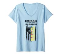 Womens Proud Vietnam Veteran - Freedom Isn't Free I Paid For It V-Neck T-Shirt