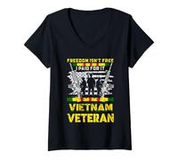 Womens Proud Vietnam Veteran - Freedom Isn't Free I Paid For It V-Neck T-Shirt