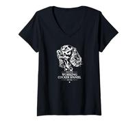 Womens Proud Working Cocker Spaniel Mom Funny Dogs Owners V-Neck T-Shirt