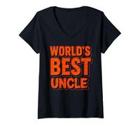 Womens Proud World’s Best Uncle Birthday Father’s Day V-Neck T-Shirt