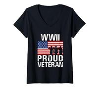 Women's Proud WWII World War 2 World War II Veteran V-Neck T-Shirt