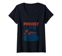 Womens Proudly Loud Monster Truck Design V-Neck T-Shirt