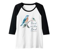 Womens Proverbs 3:5 Trust in The Lord - Women Girls Bird (White) Raglan Baseball Tee