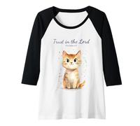 Womens Proverbs 3:5 Trust in the Lord - Women Girls Cat Verse Raglan Baseball Tee