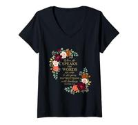 Women's Proverbs 31:26 She Often Speaks with Wisdom Christian Jesus V-Neck T-Shirt