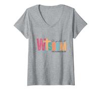 Womens Proverbs 31:26 She Speaks with Wisdom Colorful V-Neck T-Shirt