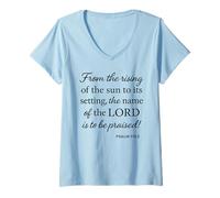 Womens Psalm 113 3 from Rising of Sun to Setting Name Praised Bible V-Neck T-Shirt