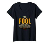 Womens Psalm 14:1 The Fool Hath Said There is No God - Evangelism V-Neck T-Shirt