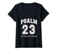 Womens Psalm 23 Christian Varsity The Lord is My Shepherd Verse V-Neck T-Shirt