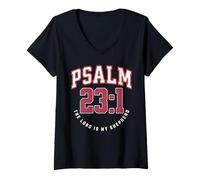 Womens Psalm 23 The Lord is My Shepherd Catholic Bible Verses V-Neck T-Shirt