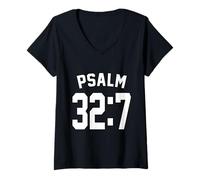 Womens Psalm 32:7 Sports Jersey Christian Motivation Apparel V-Neck T-Shirt
