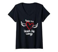 Womens Psalm 91:4 Under His wings V-Neck T-Shirt