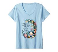 Womens Psalm 93:1 - Mightier Than The Waves of The Sea V-Neck T-Shirt