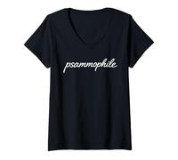 Women's Psammophile Desert Beach Lover Sand Ocean Dune Spelling Bee V-Neck T-Shirt