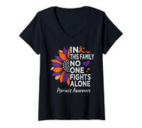 Women's Psoriasis Awareness Sunflower Support Psoriasis Warrior V-Neck T-Shirt