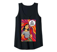 Womens Psychedelic 50s Retro Pop Art Vintage Style Woman with Beret Tank Top