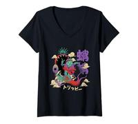 Womens Psychedelic Octopus Spirit Trippy Japanese Art V-Neck T-Shirt