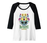 Womens Psychedelic Skull with Mushrooms & Third Eye Art Raglan Baseball Tee