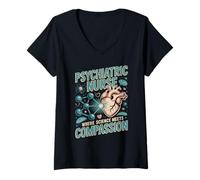 Women's Psychiatric Nurse Where Science Meets Compassion Nurses V-Neck T-Shirt