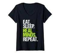 Women's Psychiatrist Eat Sleep Routine V-Neck T-Shirt